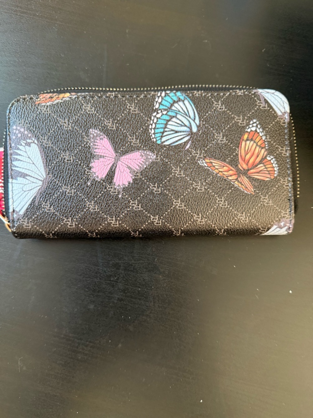 NWT Rampage Women's Black Butterfly Zip Around Wallet - Picture 2 of 3
